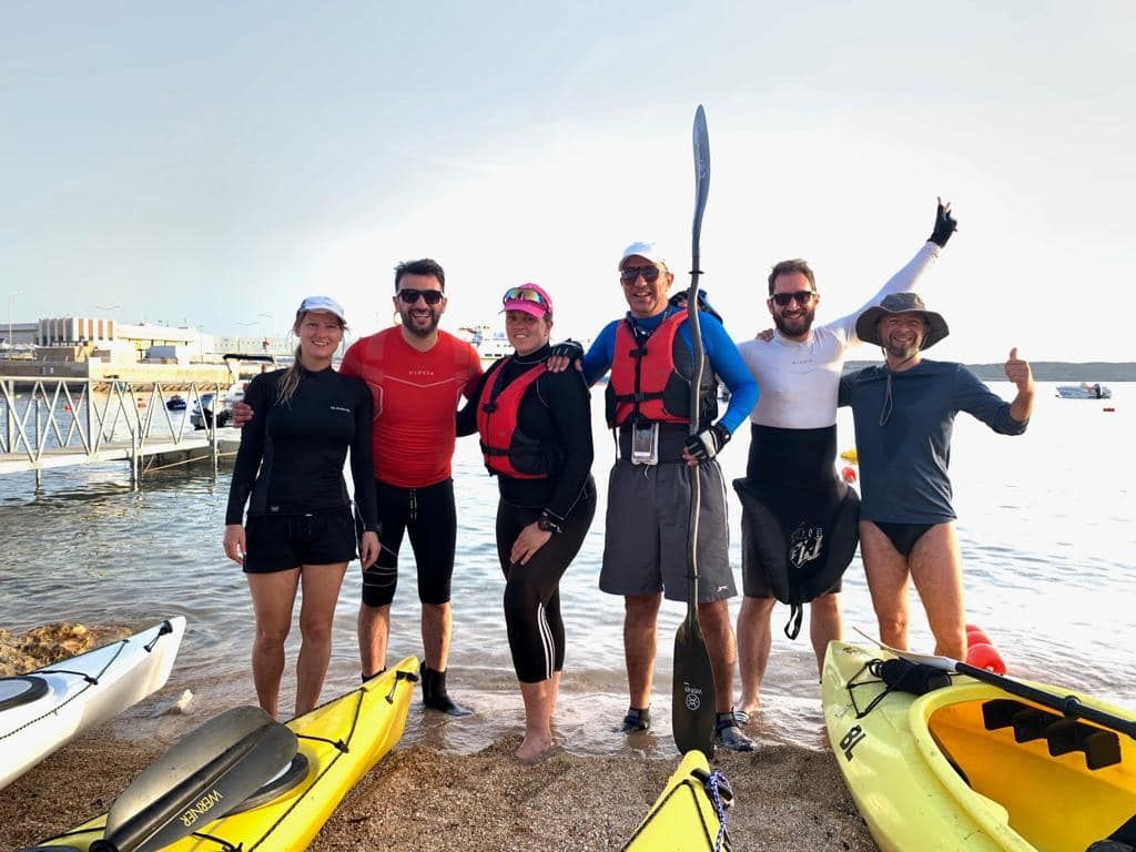 Cami Appelgren (third from left) recently kayaked around Malta to raise awareness about plastic pollution