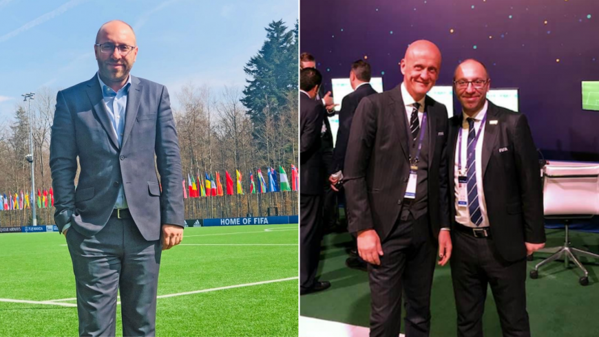 BJORN VASSALLO AT THE LAST FIFA CONGRESS IN PARIS WITH PIERLUIGI COLLINA, FIFA REFEREEING CHAIRMAN