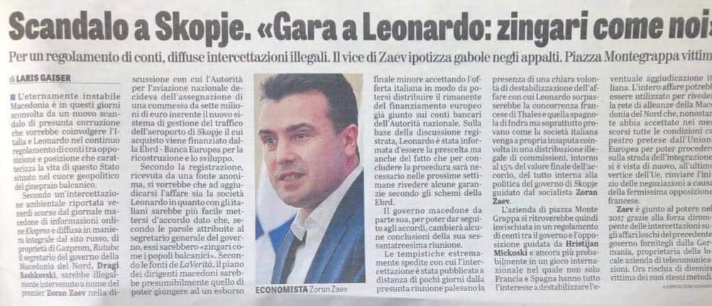 'Scandalo a Skopje' - the case as reported by Italian newspaper La Verità