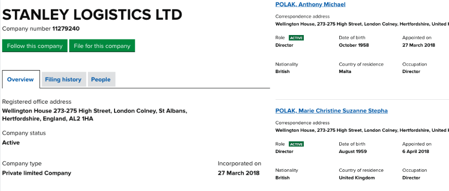 Stanley Logistics Limited on Companies House UK