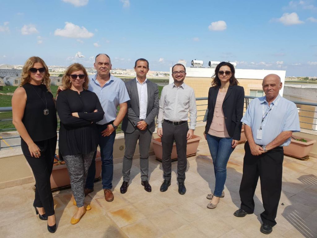 Nikolche Taseski (fourth from left) with Kenneth Chircop (third from right) during a visit by M-Nav to Malta in 2018