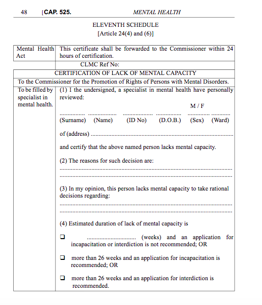 The form to interdict a person 