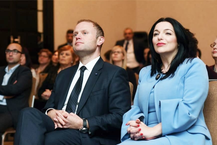 Prime Minister Joseph Muscat and parliamentary secretary Julia Farrugia Portelli