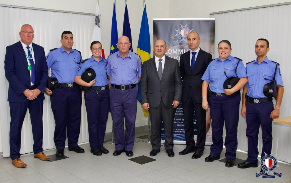 The four community police officers including Clayton Scicluna on the very right