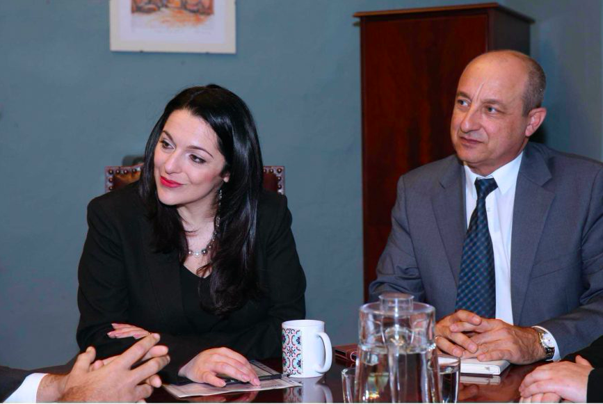 Pictured: Julia Farrugia Portelli and John Ellul, the Chairman for the Open Debate on Cannabis Legalisation