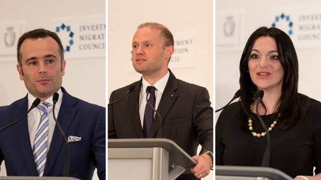 Joseph Muscat, Jean-Phillippe Chetcuti Cauchi, and Julia Farrugia Portelli at the Investment Migration Council