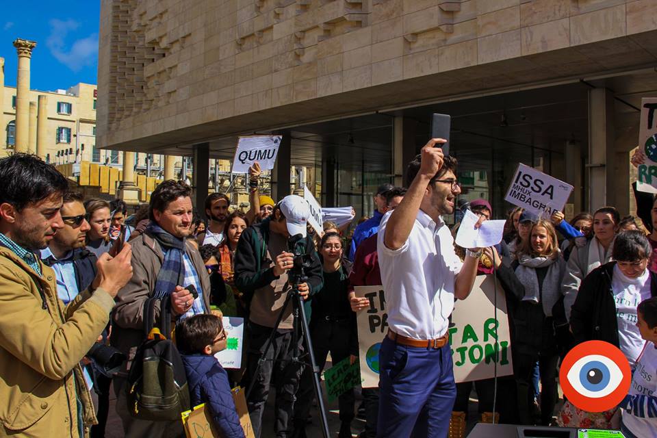 Maltese students at a climate protest organised in March this year (Photo by Third Eye Malta)