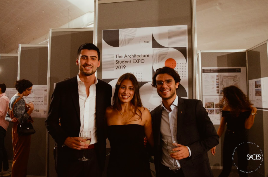 Organisers of the expo: SACES President (Adam Micallef), Vice President (Valentina Vella Falzon), and KSU PRO (Thomas Mifsud)