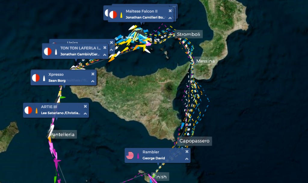 As American Rambler crossed the line yesterday, ARTIE III led the Maltese pack just off the coast of Pantelleria