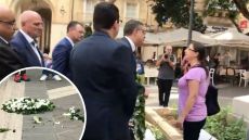 WATCH: Daphne Caruana Galizia’s Sister Tears Into Opposition Leader As He Lays Wreath For Slain Journalist