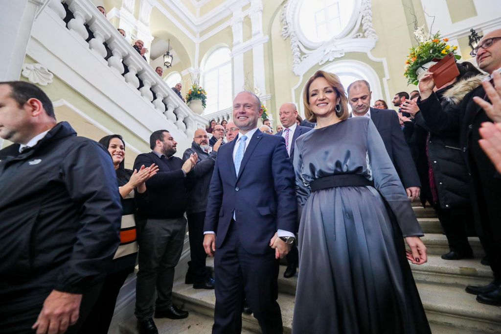 Joseph and Michelle Muscat leaving Castille