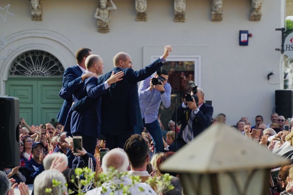 Joseph Muscat with Chris Fearne and Robert Abela. One of them will succeed him tomorrow.