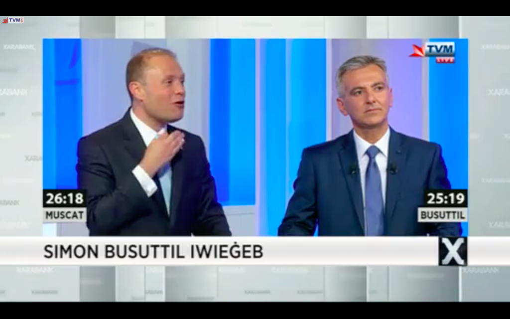 Simon Busuttil said Joseph Muscat should be prosecuted for corruption (Photo from a 2017 Xarabank debate)