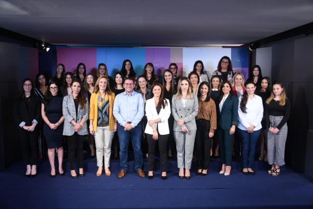 Lydia Abela (fifth from right) helped launch the LEAD training academy for women 