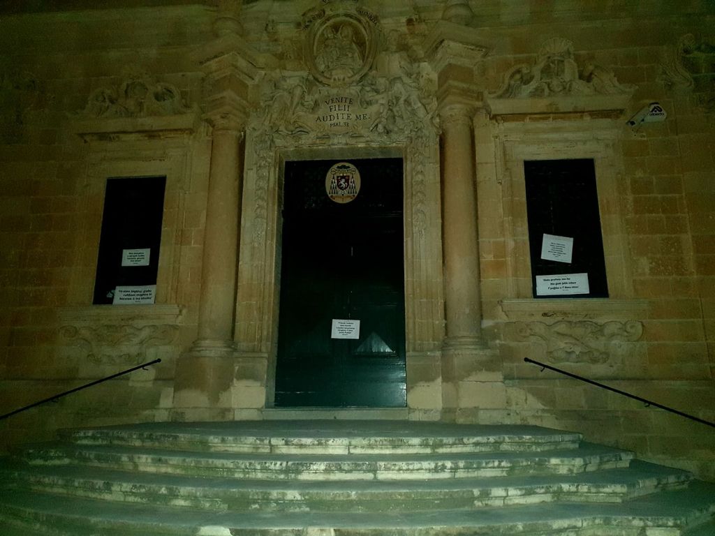 Placards were posted on the Floriana building overnight