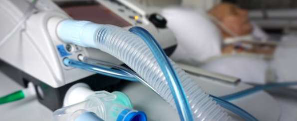 Stock Photo: A patient on a ventilator in the UK