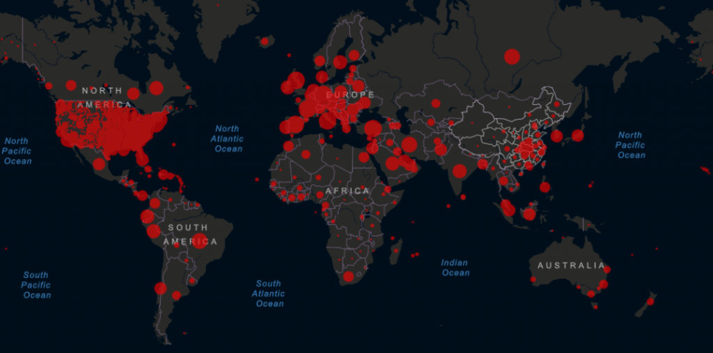 The world is still as spotted as ever. Source: Johns Hopkins University & Medicine