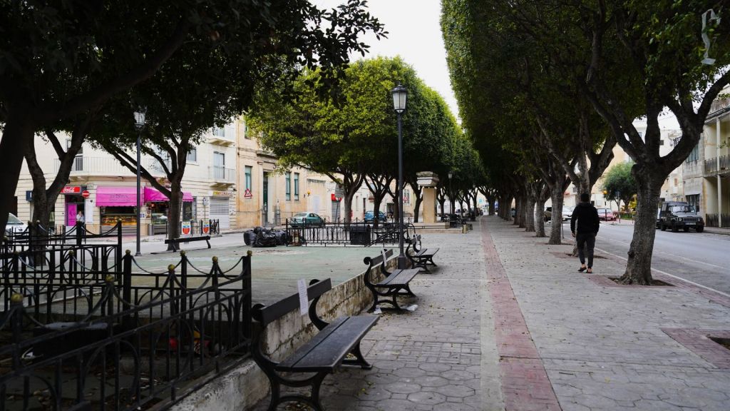 An empty street near the Ħaż-Żebbuġ village square during the partial lockdown earlier this year