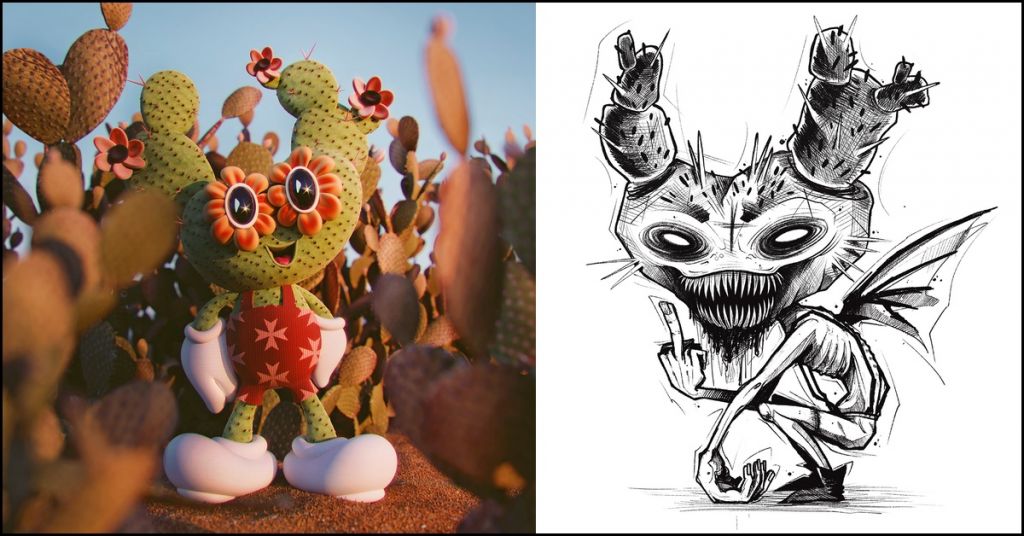 Beppe Reimagined. Left: 3D artists Vizwali, Right: tattooist Daniela Farrugia