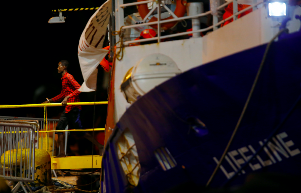 Asylum-seekers disembark from the Lifeline search and rescue boat, June 2018, in Malta. Copyright: © UNHCR/Darrin Zammit Lupi