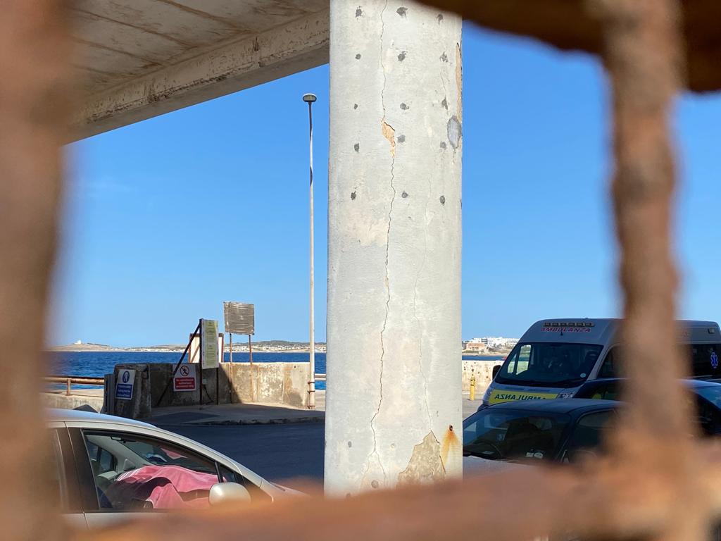 Patched up 'bulletholes' can be seen all over the columns of the passenger terminal. 