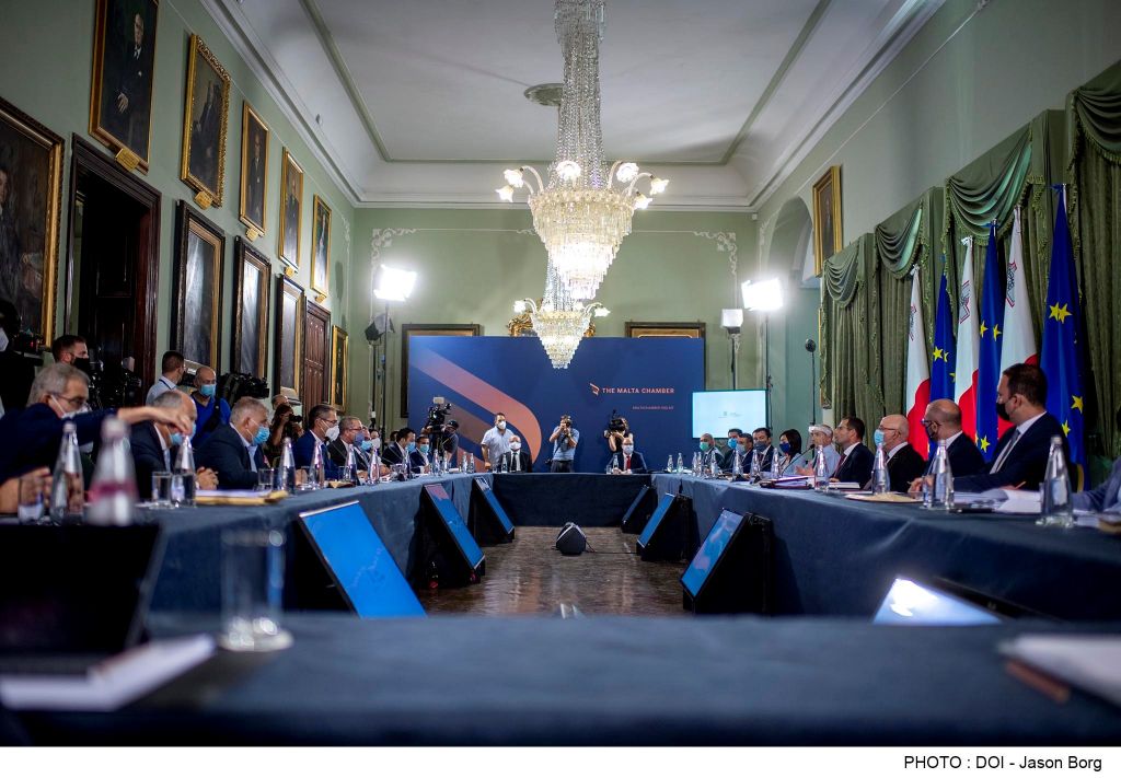 Malta's Cabinet during a recent meeting with the Chamber of Commerce 