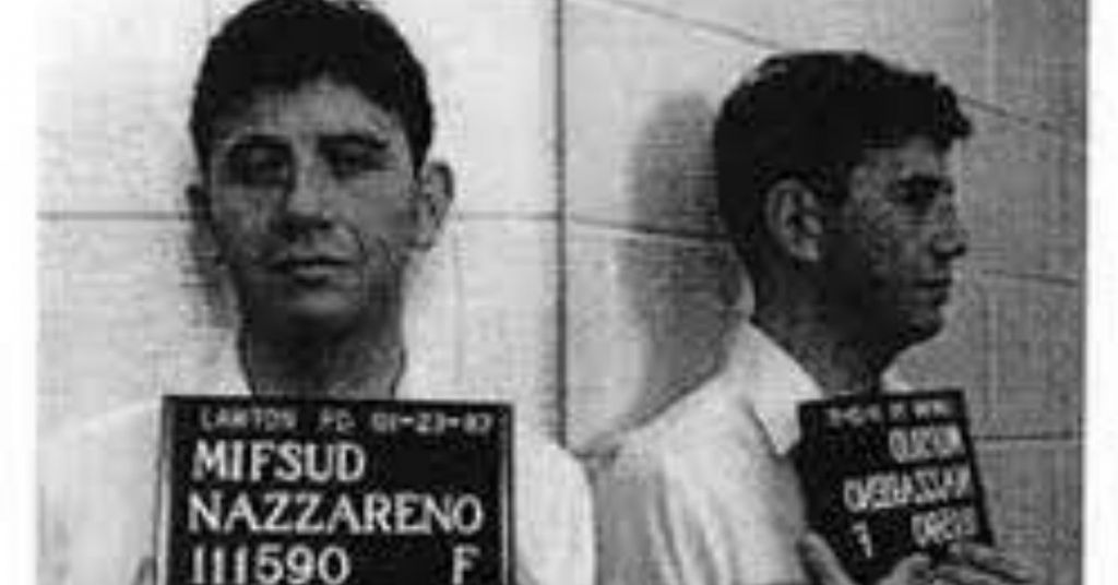 Reno Mifsud's mugshot when he was arrested in the US in the 1980s