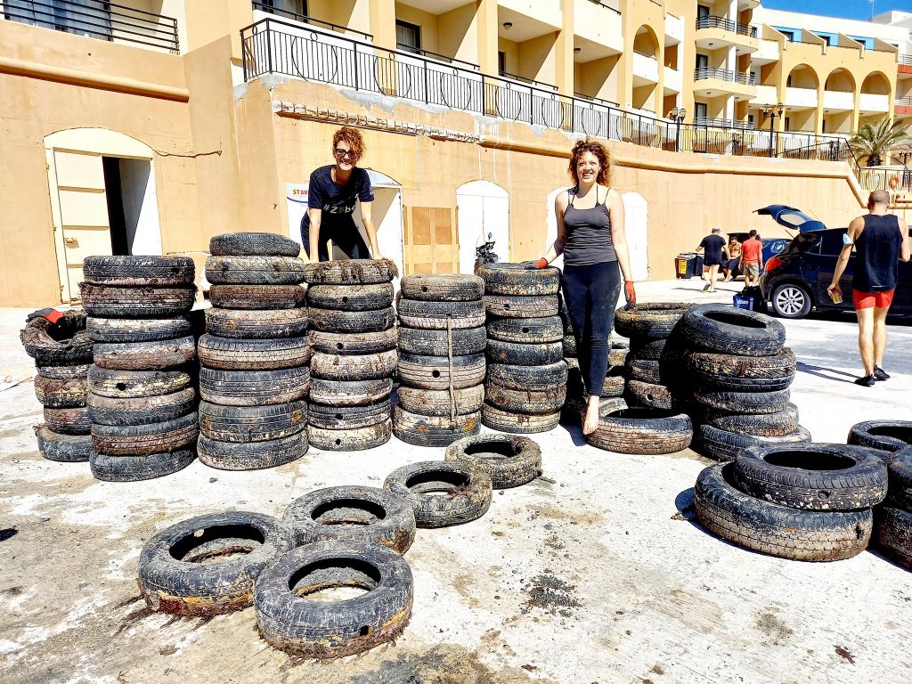 Żibel volunteers after hours of work 