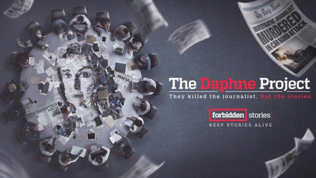 A poster heralding the launch of the Daphne Project in 2018 