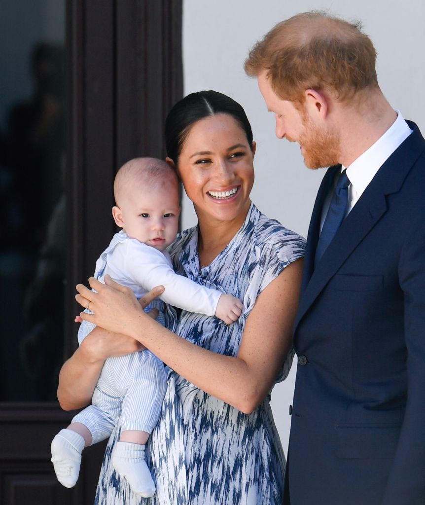 Questions about the colour of Archie's (pictured left) skin colour were raised by an unnamed member of the Royal Family