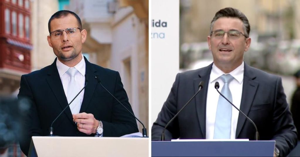 Left: Prime Minister Robert Abela, Right: Opposition leader Bernard Grech