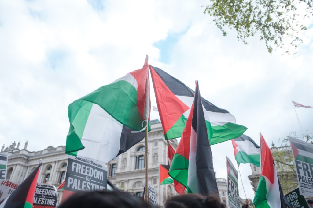 A protest in London calling for Palestinian freedom 