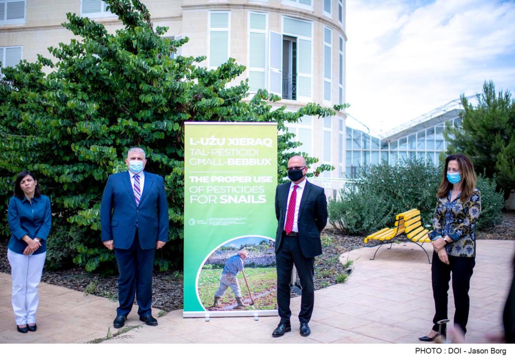 Minister Anton Refalo and parliamentary secretary Deo Debattista announcing the ban on snail pesticides