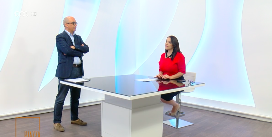 Julia Farrugia Portelli with Pjazza host Karl Stagno Navarra