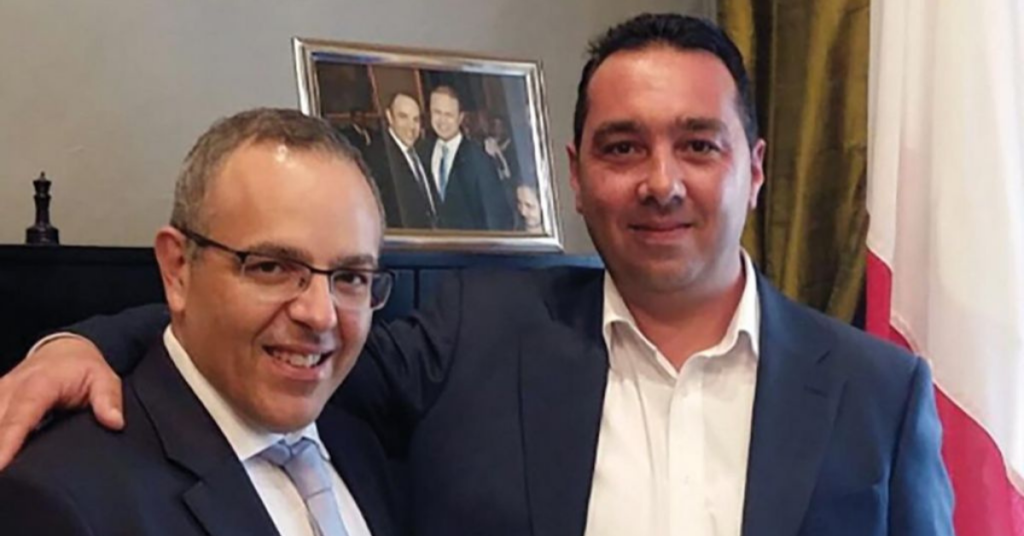 Melvin Theuma (right) with former chief of staff Keith Schembri at the Office of the Prime Minister