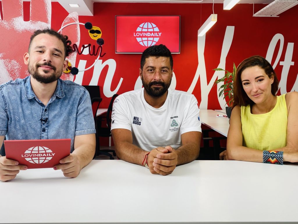 Neil Agius appears on Lovin Daily, with fiancée Lara Vella, after his record-breaking Linosa-Gozo swim