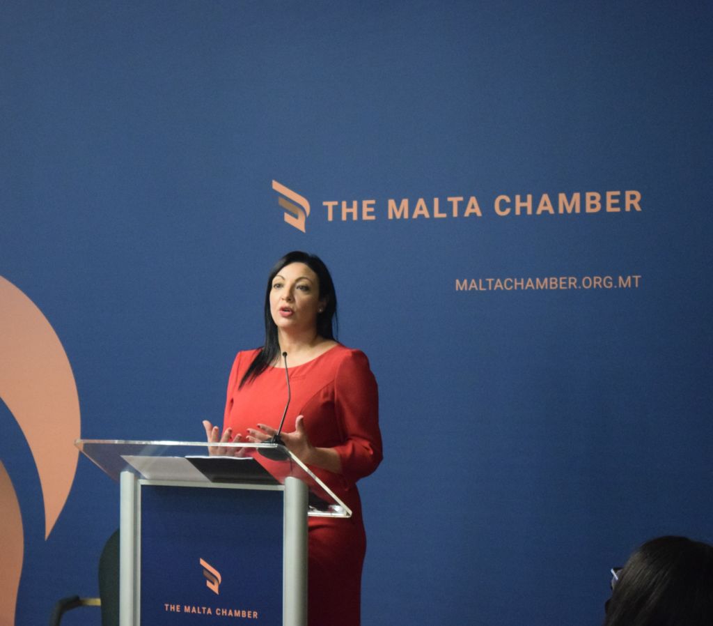 Malta Chamber of Commerce CEO Marthese Portelli launching the workplace strategy