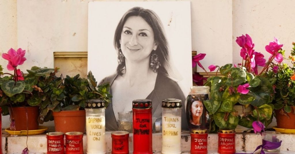 A shrine to assassinated journalist Daphne Caruana Galizia 