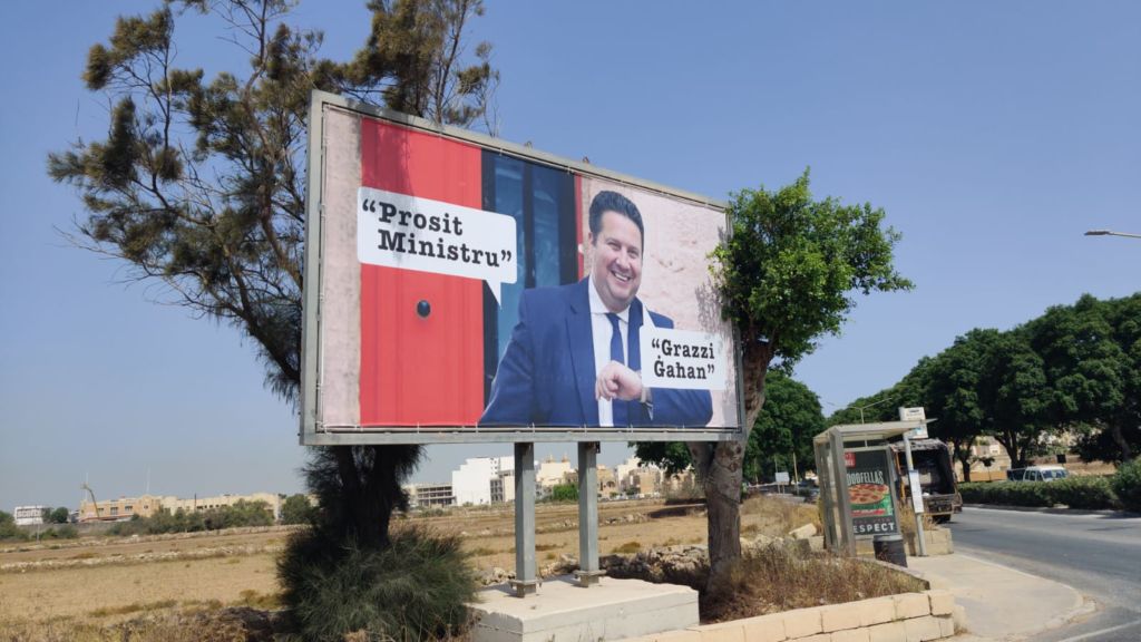 A PN billboard poking fun at Edward Zammit Lewis 