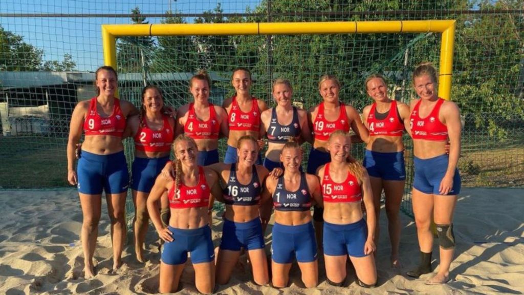 Norwegian Handball team in shorts instead of bikini bottoms