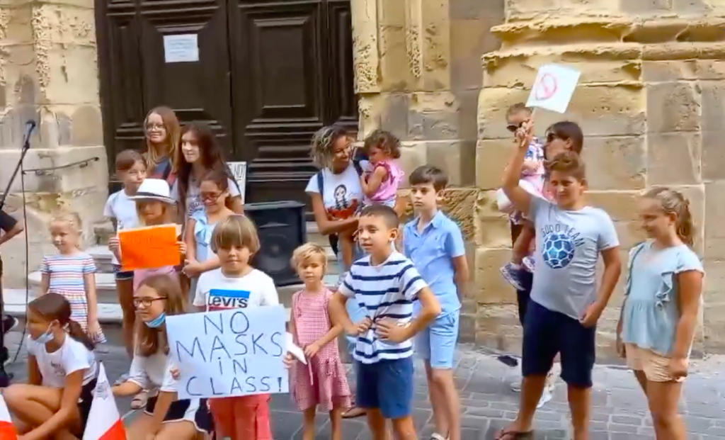 Very young children were among the protest