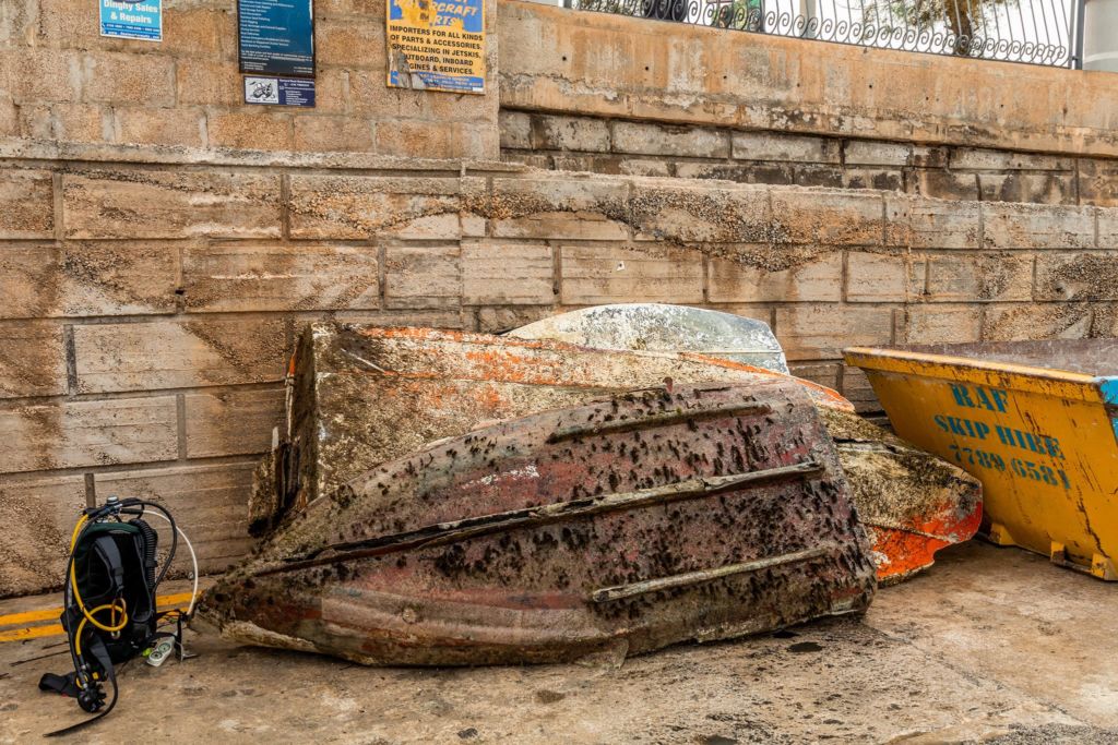Boats resurfaced from the sea bed