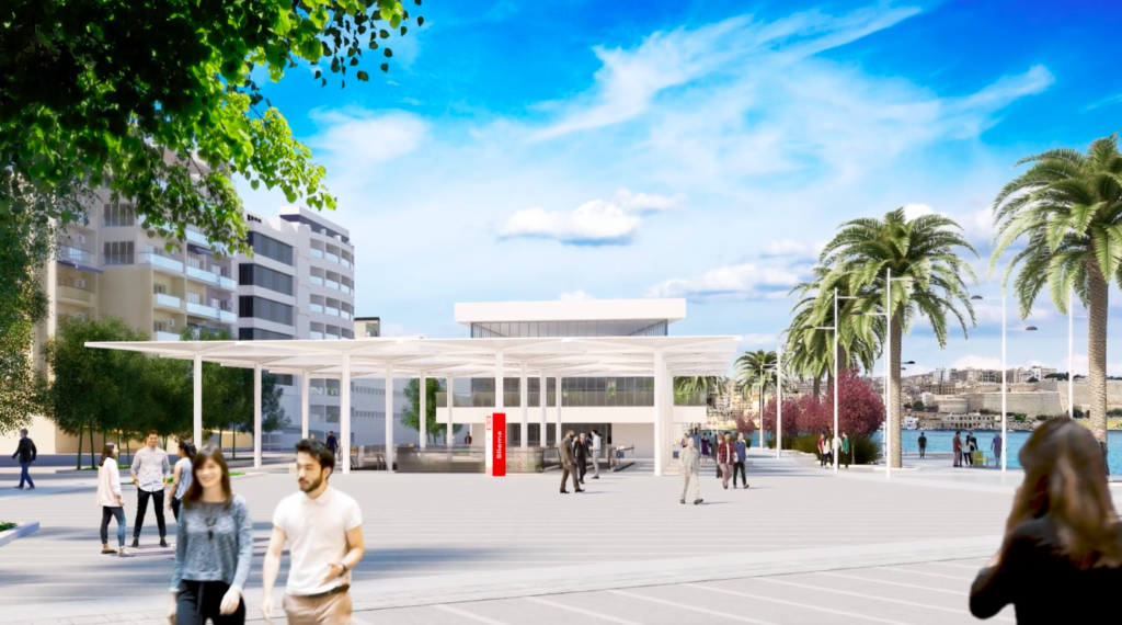 A render of the proposed metro station in Valletta 