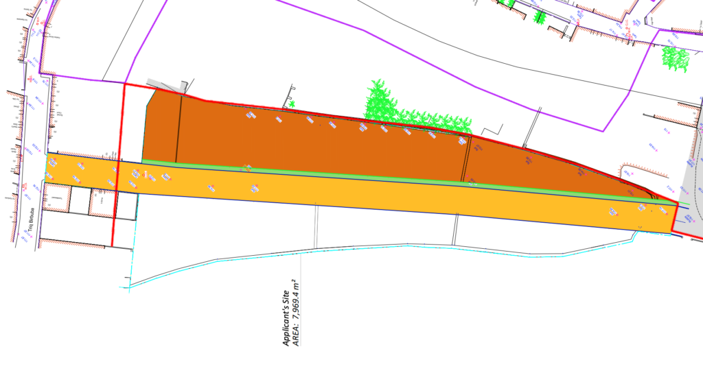 Dark orange section shows the area of rezoning 