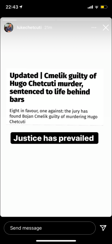 'Justice has prevailed' Luke Chetcuti's words in response to the jury verdict