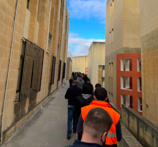 Long queues for the booster shot at the University of Malta 