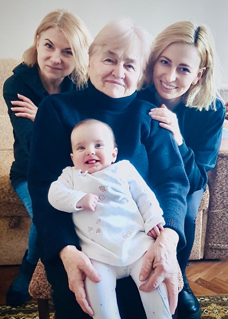 Anthony's wife, together with her baby, mother, and grand-mother 