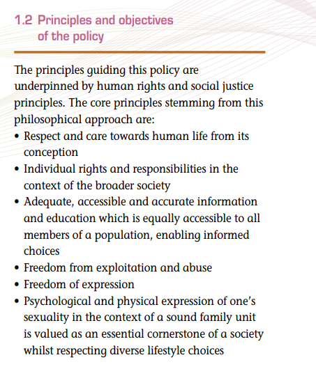 Malta's current sexual health policy pledges 