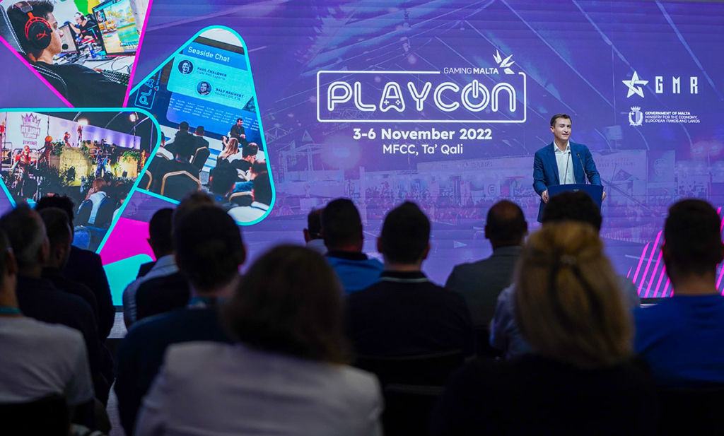 Economy Minister Silvio Schembri welcoming the second edition of Playcon