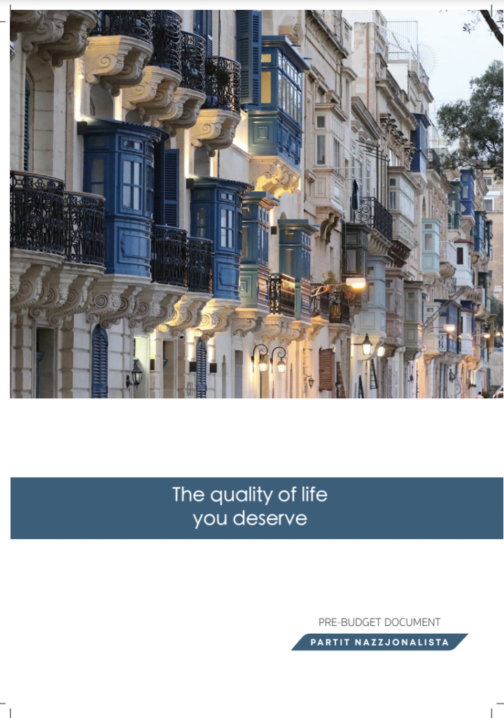 The cover of the PN's pre-budget document